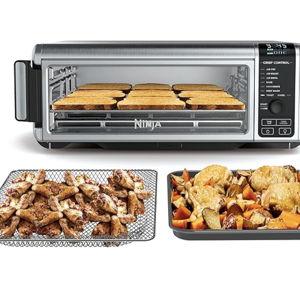 Ninja Digital Air Fryer & Toaster Oven | 8-in-1 Functionality | Flip-Up Design | XL Capacity | Air Fry Basket, Sheet Pan, Wire Rack & Crumb Tray | 1800 Watt | Silver | SP101