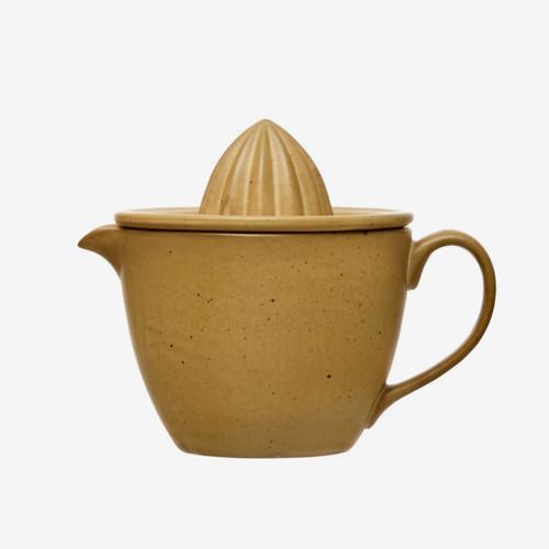 Rustic Stoneware Citrus Juicer with Cup