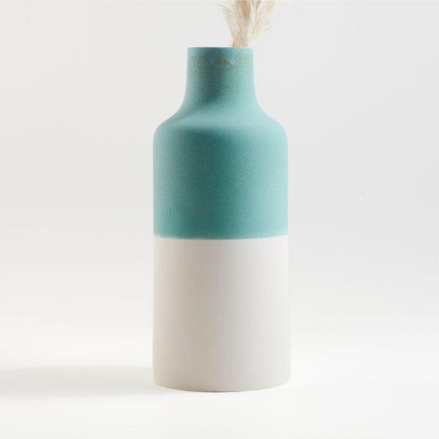 Leuvan Seafoam and White Two-Tone Vase
