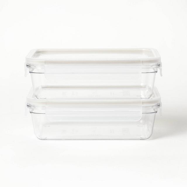 4pc 5.5 Cup Plastic Rectangle Food Storage Container Set Clear - Figmint™