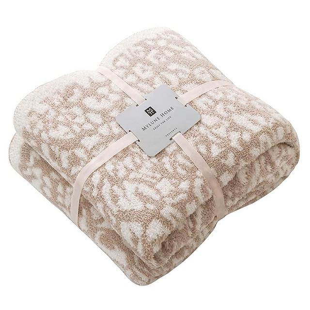 Ultra Soft Micro Plush Pink Leopard Blanket (51x63 inches) MH MYLUNE HOME Warm Reversible Cheetah Blanket Leopard Pattern Throw for Couch Bed Sofa