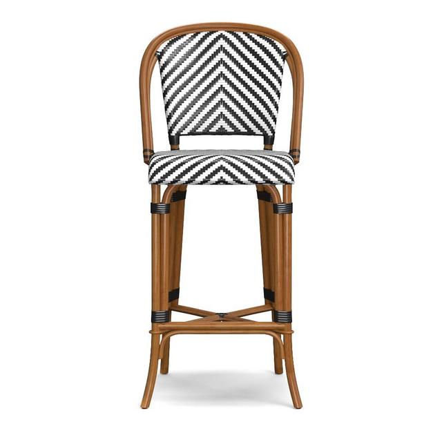 Parisian Bistro Woven Bar Stool, Black/White
