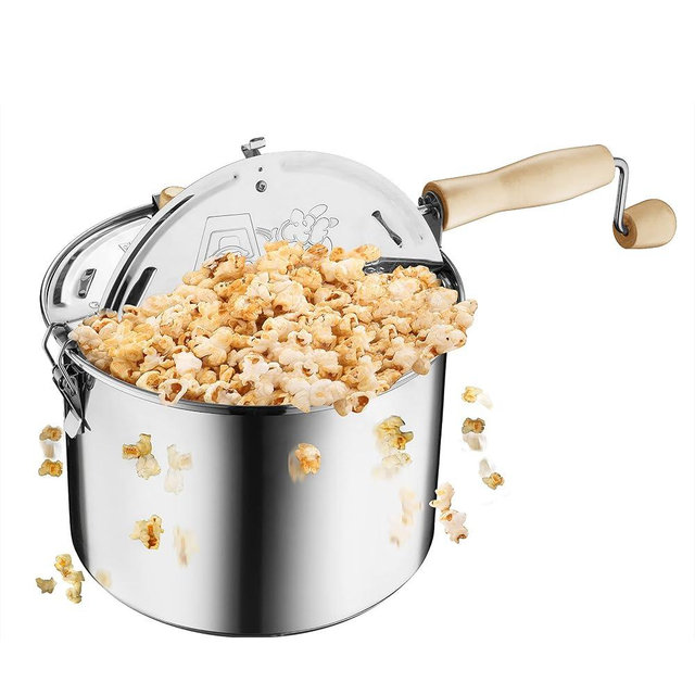 6251 Original Stainless Steel Stovetop Popcorn Popper - 6.5-Quart - by Great Northern Popcorn,Silver,130857PCV