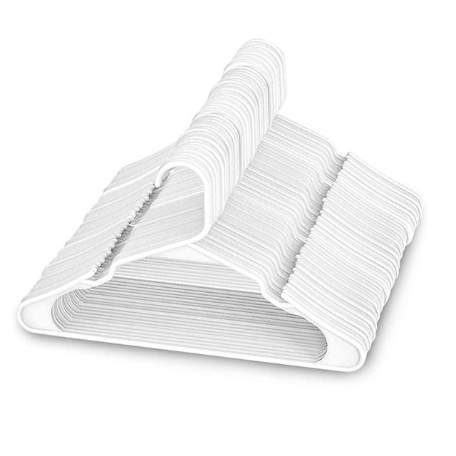 Sharpty Plastic Clothing Notched Hangers Ideal for Everyday Standard Use, (White, 50 Pack)