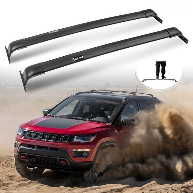Enhanced 220 LBS Roof Racks for Jeep Compass 2018-2025, Real Aluminum Cross Bars for Kayak Snowboard Surfboard Bike Canoe Ski