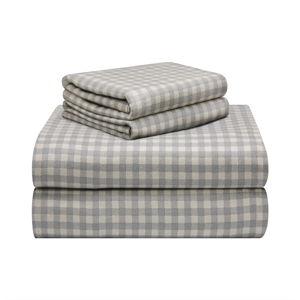 Pointehaven 180 GSM Luxury 100% Soft Cotton Printed Flannel Sheet Set, Queen, Farmhouse Plaid - Warm & Cozy - Pre-Shrunk -Deep Pockets - Elastic All Around-Comfy Double Brushed -
