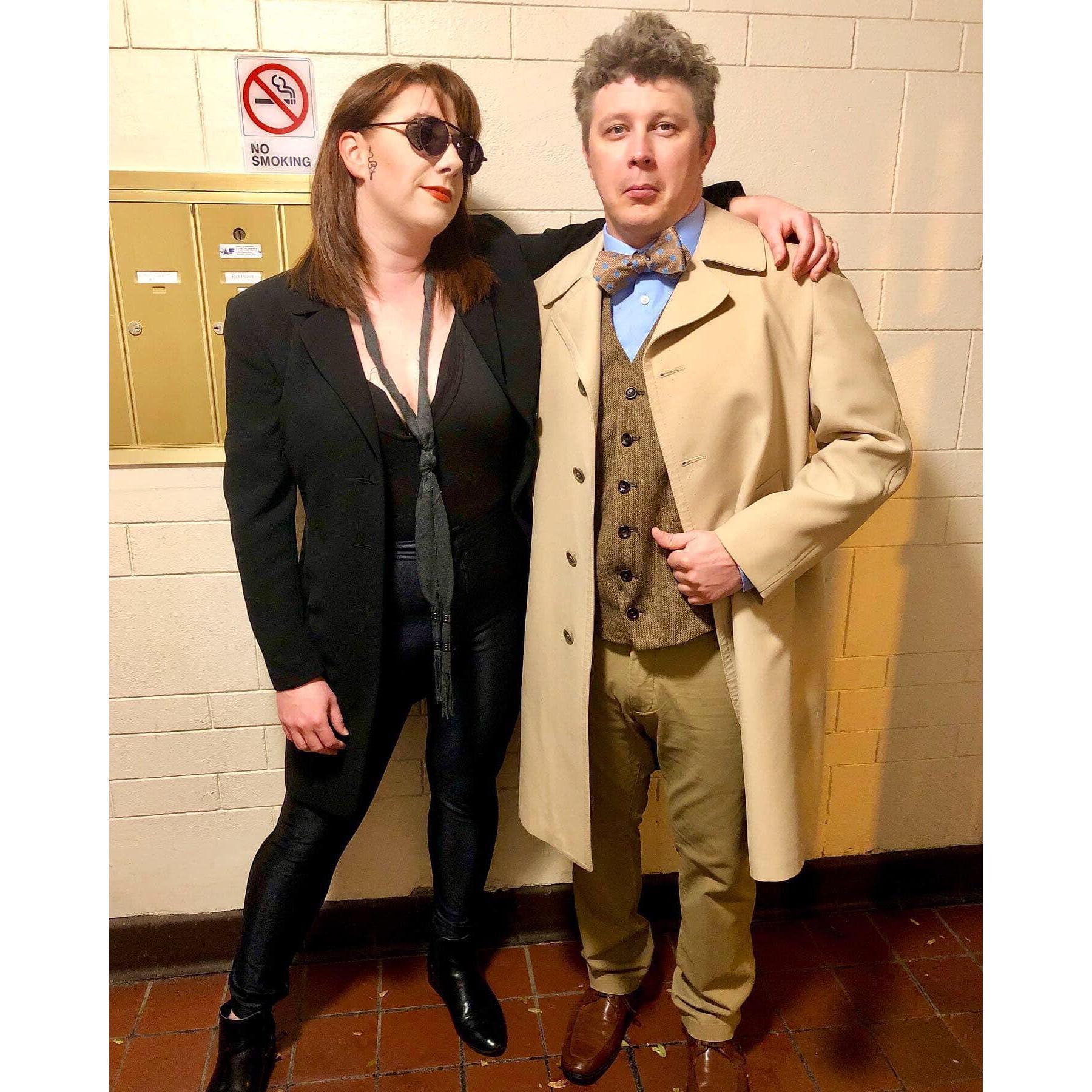 Halloween 2019 as Crowley and Aziraphale from Good Omens