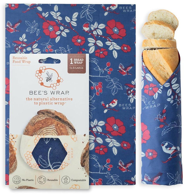 Bee's Wrap Beeswax Wraps for Bread - Beeswax Bread Wrap for Sourdough & Bread Storage - Made in USA Reusable Natural Food Wrap - Botanical