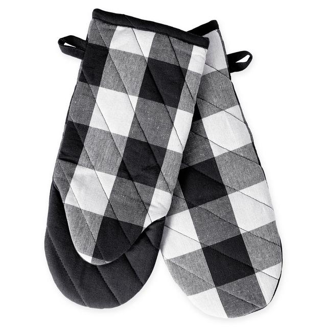 Elrene Farmhouse Living Buffalo Check Oven Mitt in Black/White (Set of 2)