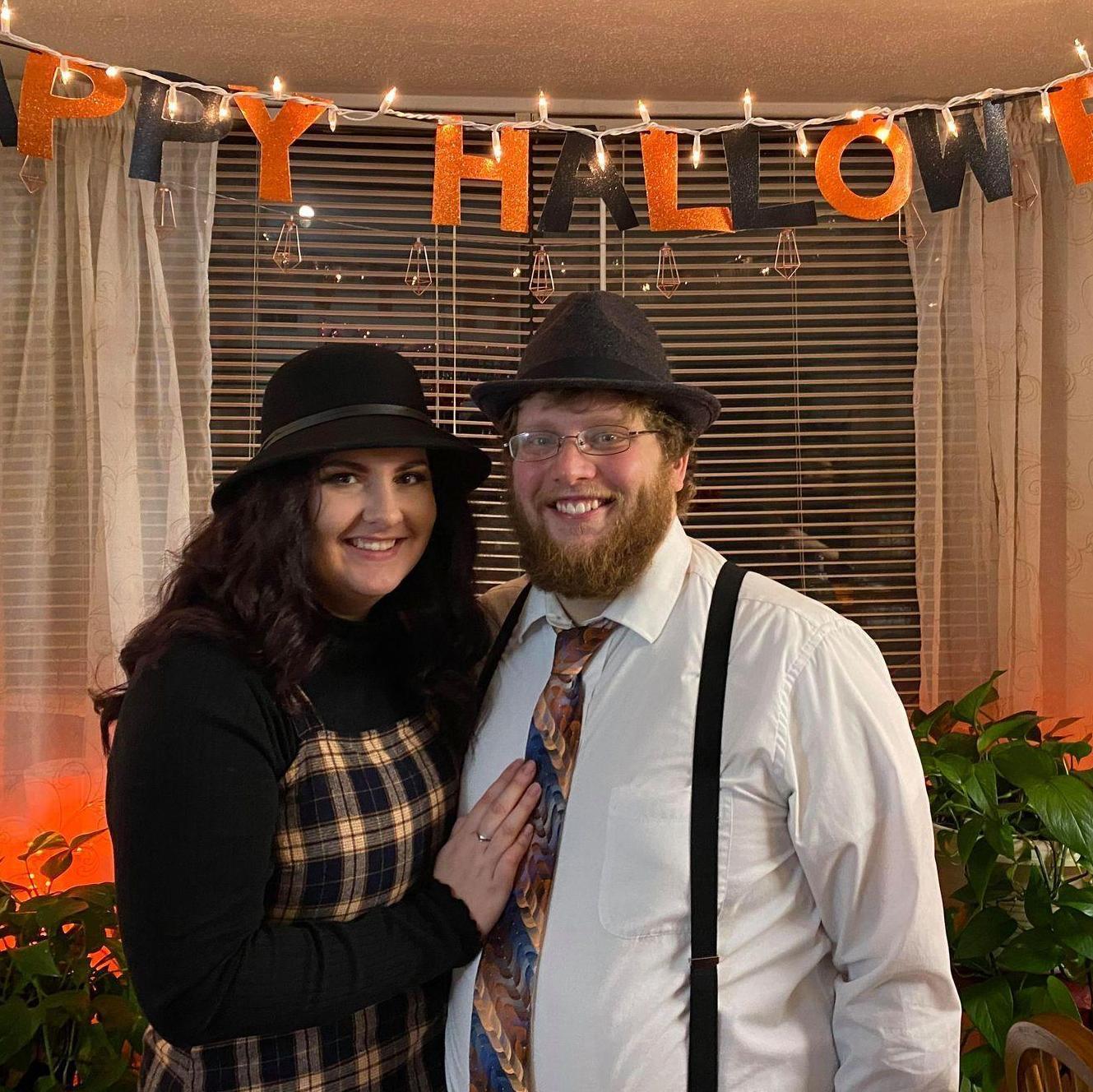 Our First Halloween together at Megan's sisters party. We went as Bonnie and Clyde.