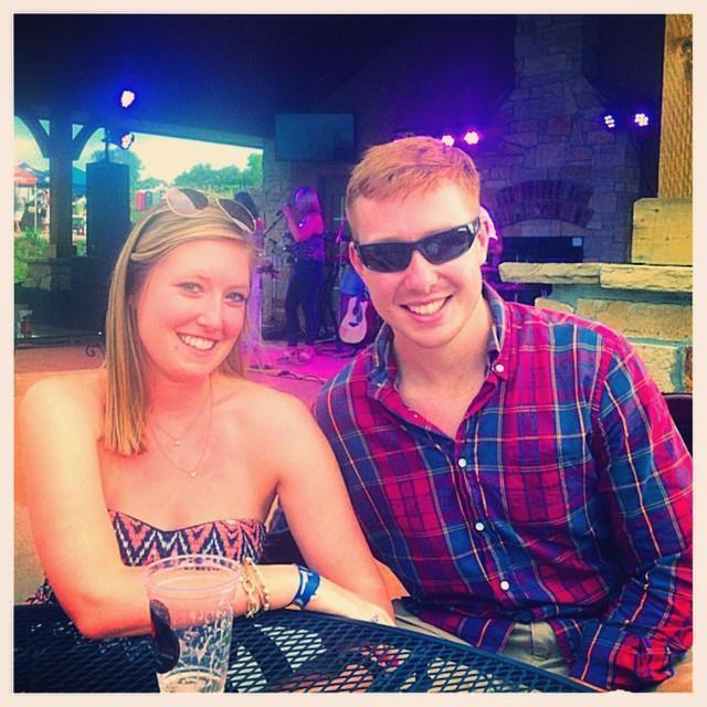 The first picture of us together. Katie, Chas' sister, was singing with her band at a winery in Omaha, NE.