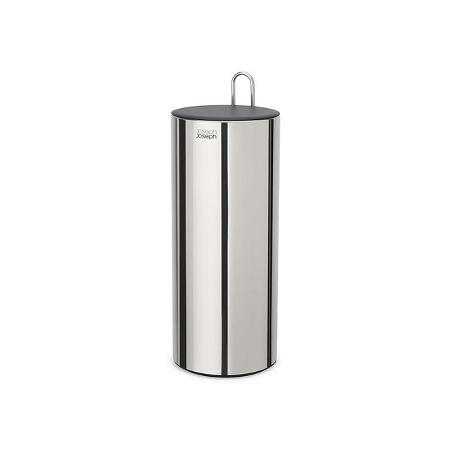 Joseph Joseph EasyStore Luxe Stainless Steel Concealed Toilet Paper Holder Stand Storage with Lid, Hods up to 3 Rolls