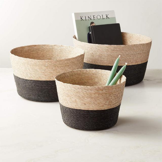 Sol Black and Natural Baskets Set of 3