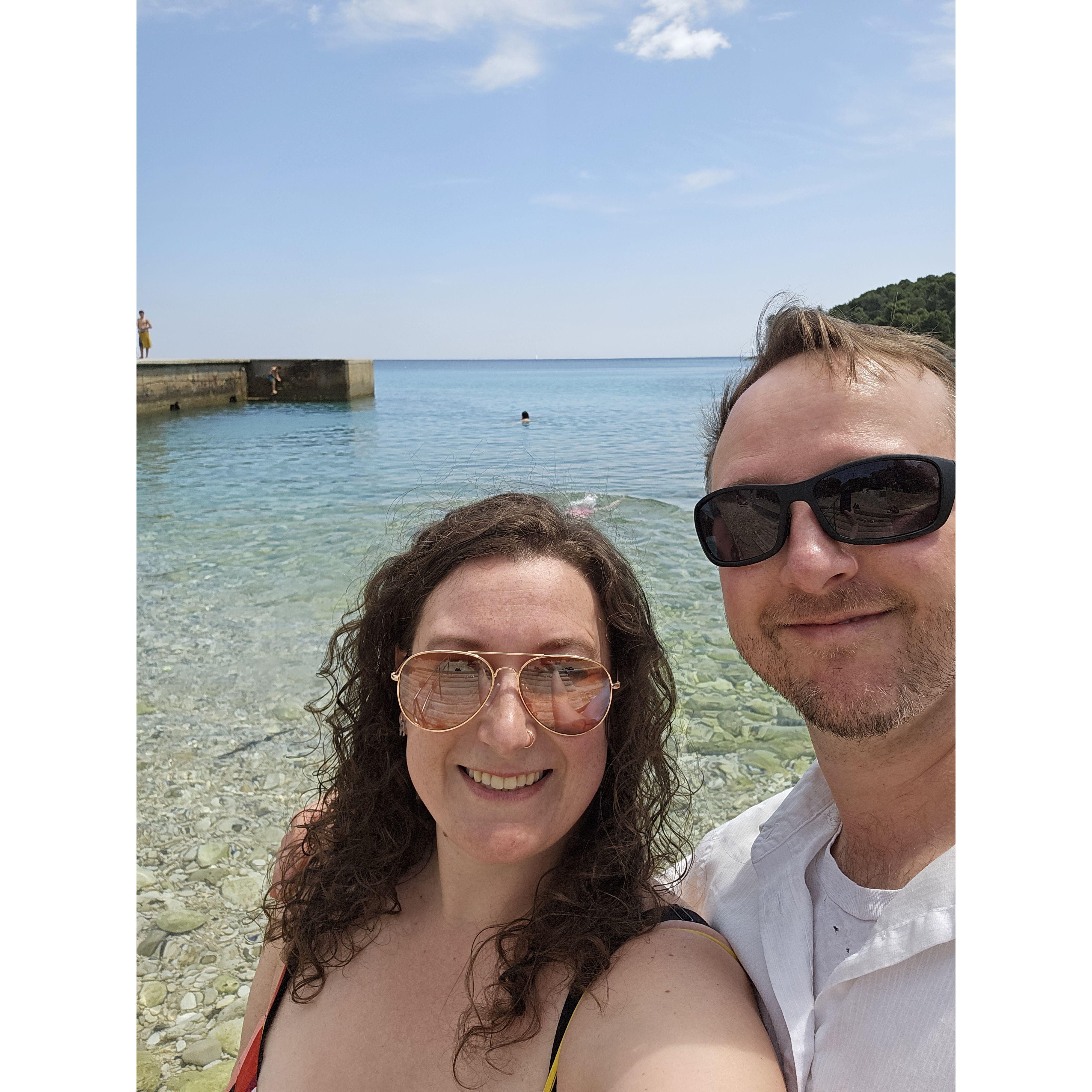 At the "beach" in Pula, Croatia