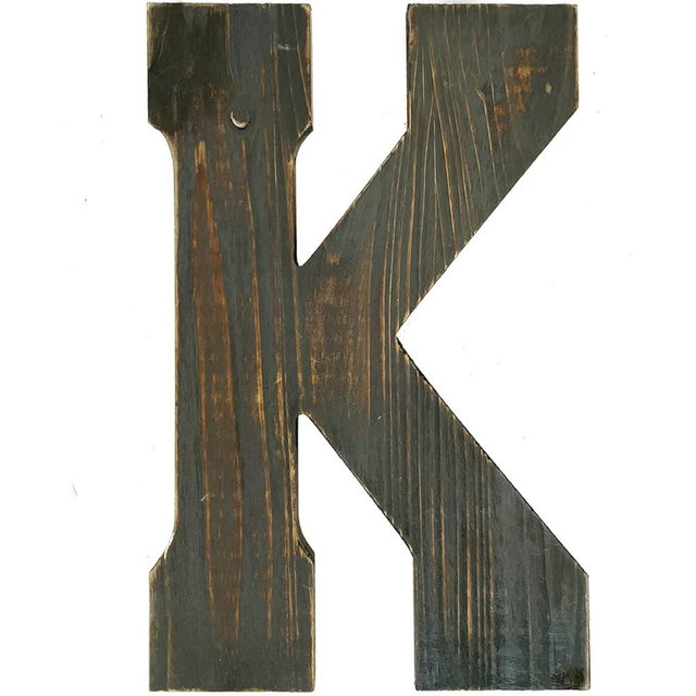 ABELOTS Big Letter Wall Art for Living Room, Bathroom, Bedroom, and Home Decor, Rustic Farmhouse Lettering for Family Last Names, Large Decorative Wood, 14” x 10” (Big K)