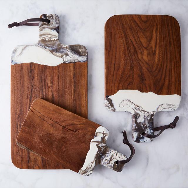 Marbled Resin & Teak Serving Board