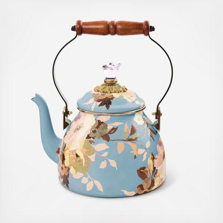 MacKenzie-Childs, Wild Rose Slate Tea Kettle | Zola
