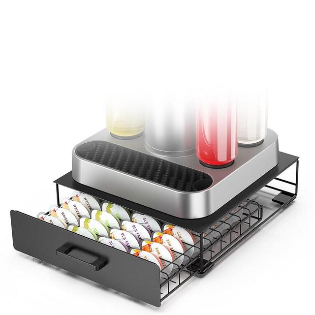 ZECENN Storage Drawer for Bartesian Capsules, Stackable Cocktail Pod Holder for Bartesian Cocktail Machine Compatible with Bev by BLACK+DECKER Cocktail Machine - Black/40 Pods Capacity