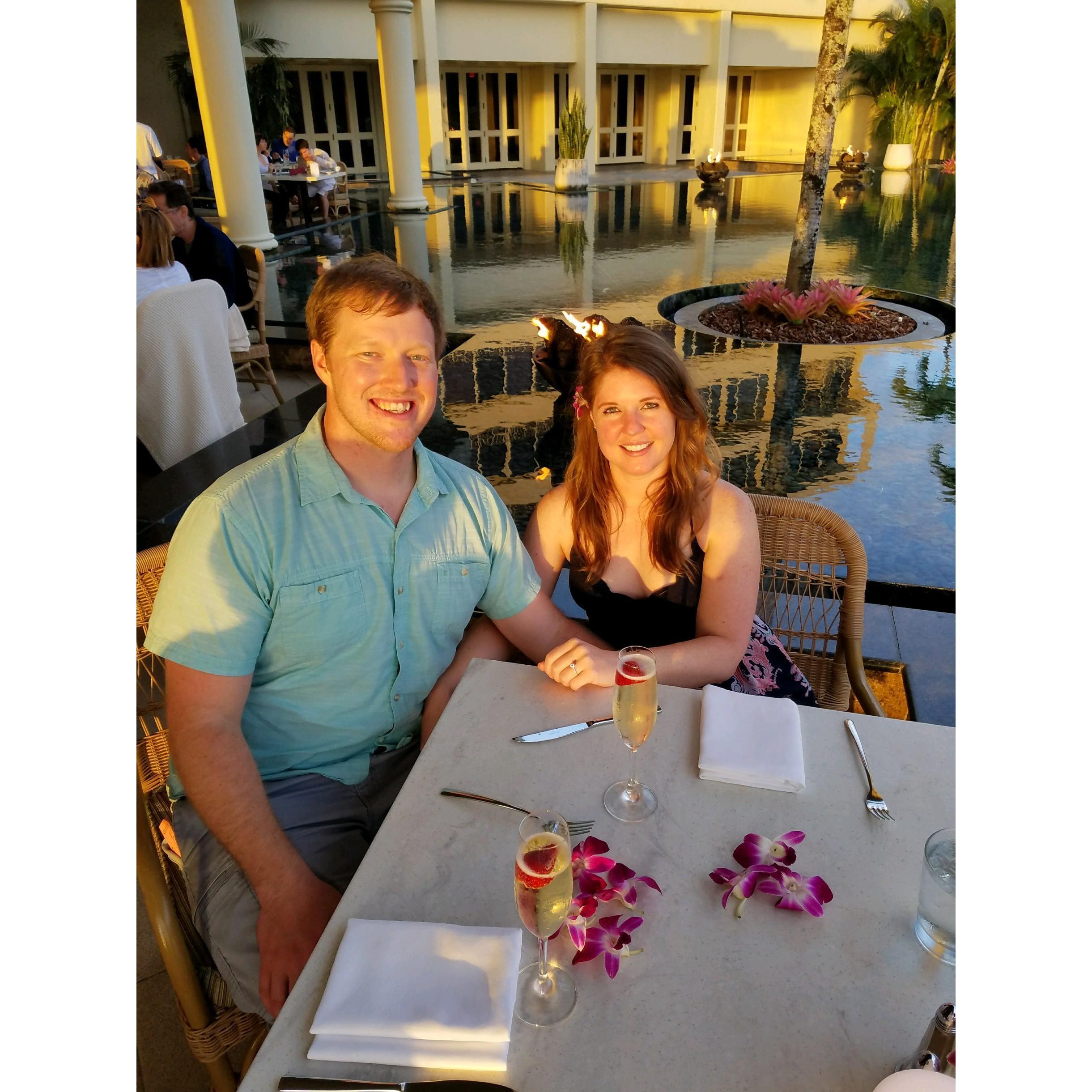 Right after Devin's surprise proposal- St. Regis Hotel, Kaui