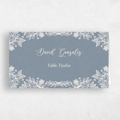 Slate, Blue Wedding Place Card - Kenton