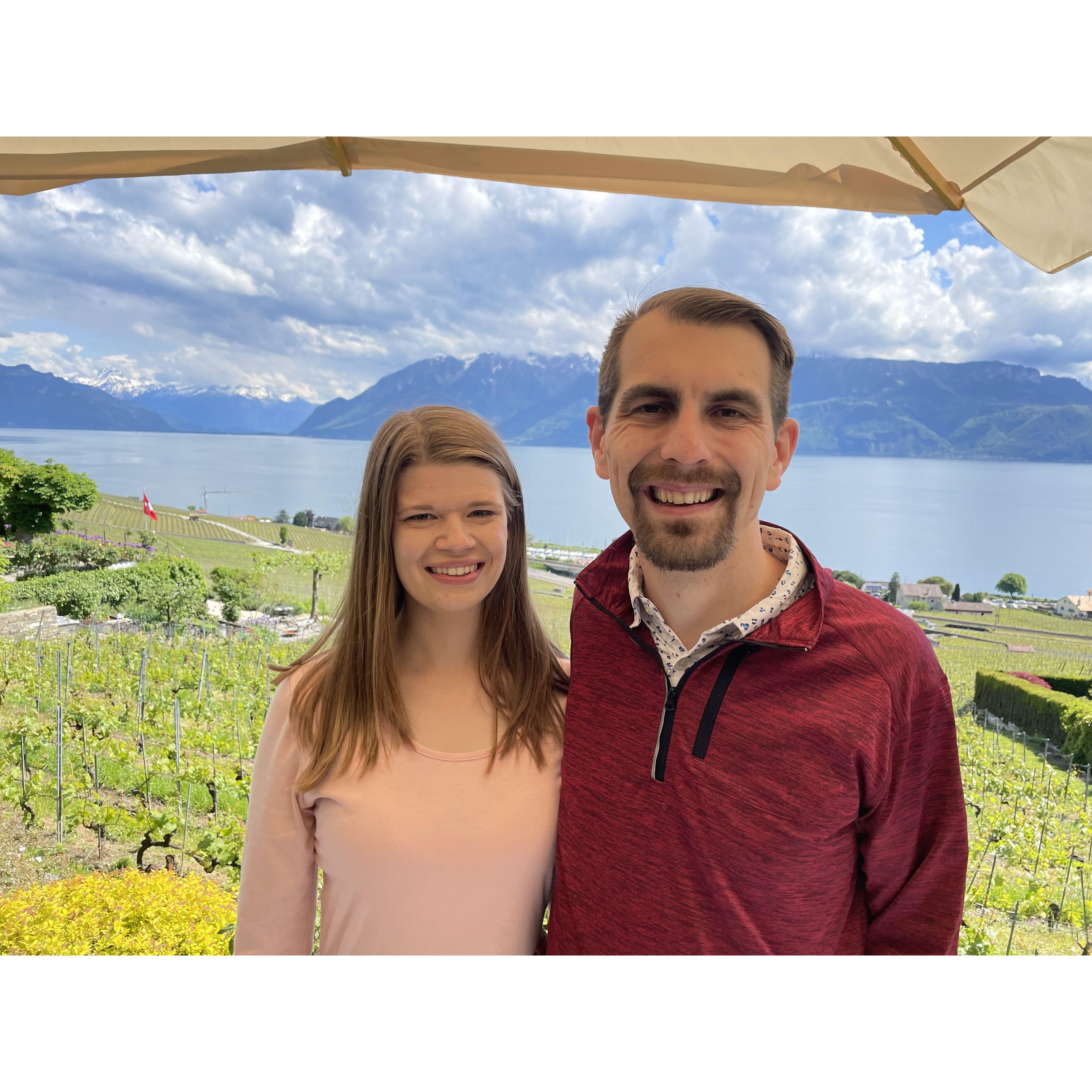 Enjoying some wine in the vineyard overlooking the French Alps | Riex, CH (May '24)