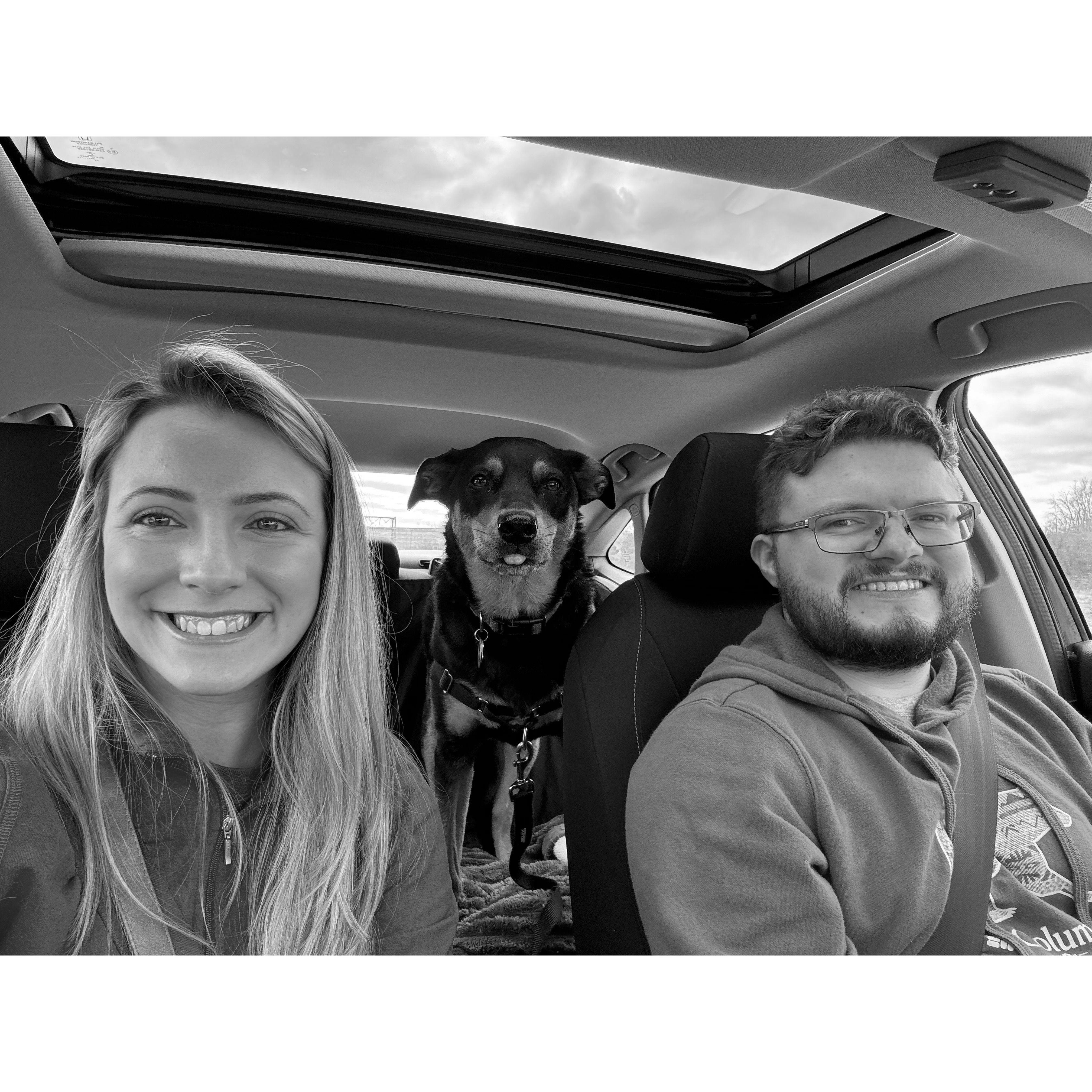 Us driving up to the Adirondacks for a weekend escape.