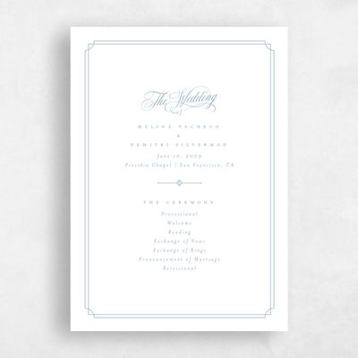 Dusty Blue Wedding Program - Newport