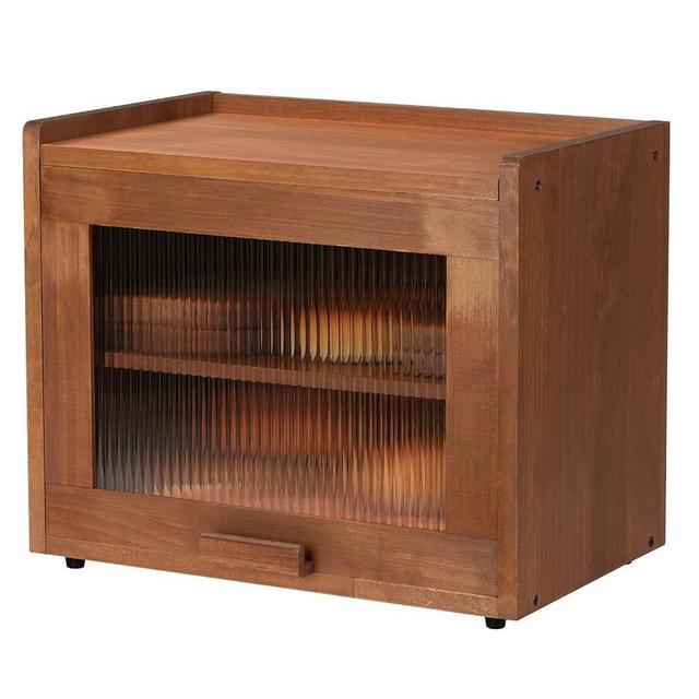 OCSERMIR Bread Box for Kitchen Countertop Container Bin 2 Layer Wooden Bread Storage Adjustable Shelf Holder Large Capacity Modern Farmhouse Food Organizer Acrylic Window (Brown)