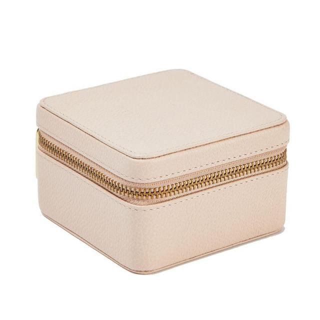 Quinn Leather Petite Travel Box, 4" x 4", Blush, Foil Debossed