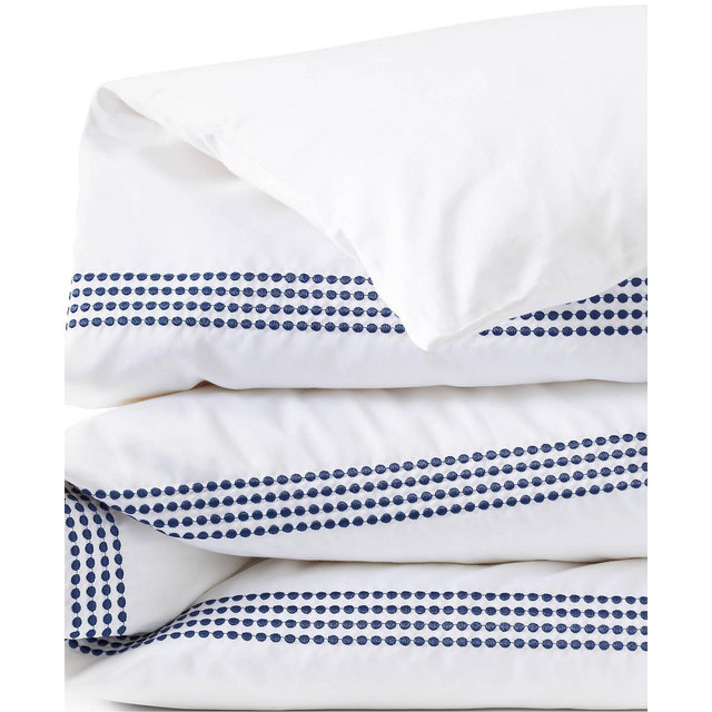 Lands' End 400 Thread Count Premium Supima Cotton No Iron Sateen Embroidered Duvet Bed Cover