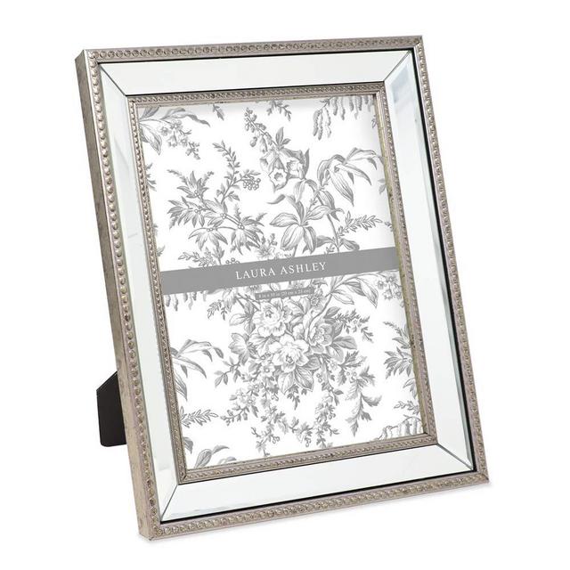 Laura Ashley 8x10 Champagne Mirror Bead Picture Frame, Classic Mirrored Frame with Beaded Border, Wall-Mountable, Made for Tabletop Display, Photo Gallery and Wall Art, (8x10, Champagne)