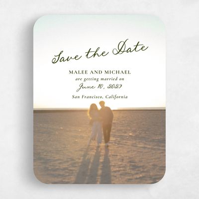 Green Rounded Wedding Save the Date - Spina Photo