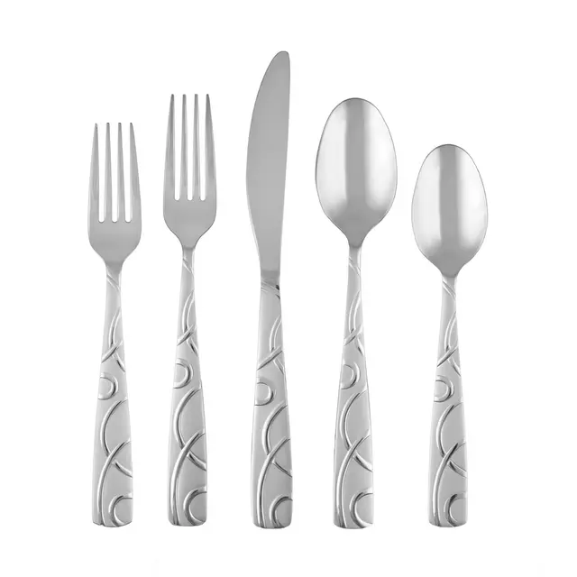 Cambridge Silversmiths Roam Sand 45-Piece Flatware Set with Chrome Buffet, Service for 8