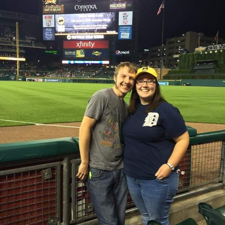 Sean's first birthday gift to Marissa was an outing to the Tiger's game!