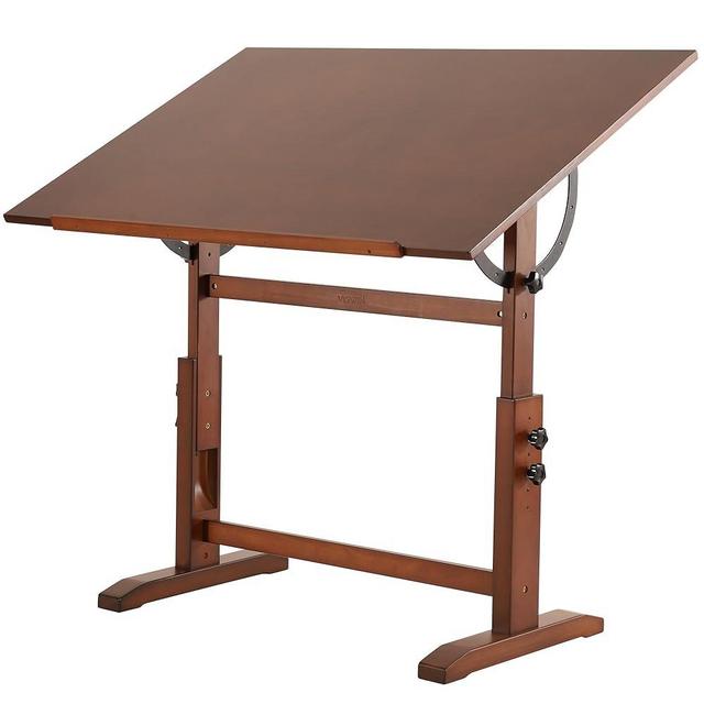 VISWIN 30" x 42" Extra-Large Artist Drafting Table, Adjustable Height & Angle, Solid Pine Wood Drawing Table, Art Table for Adults, Tilts Flat, Craft Table for Painting, Writing, Reading