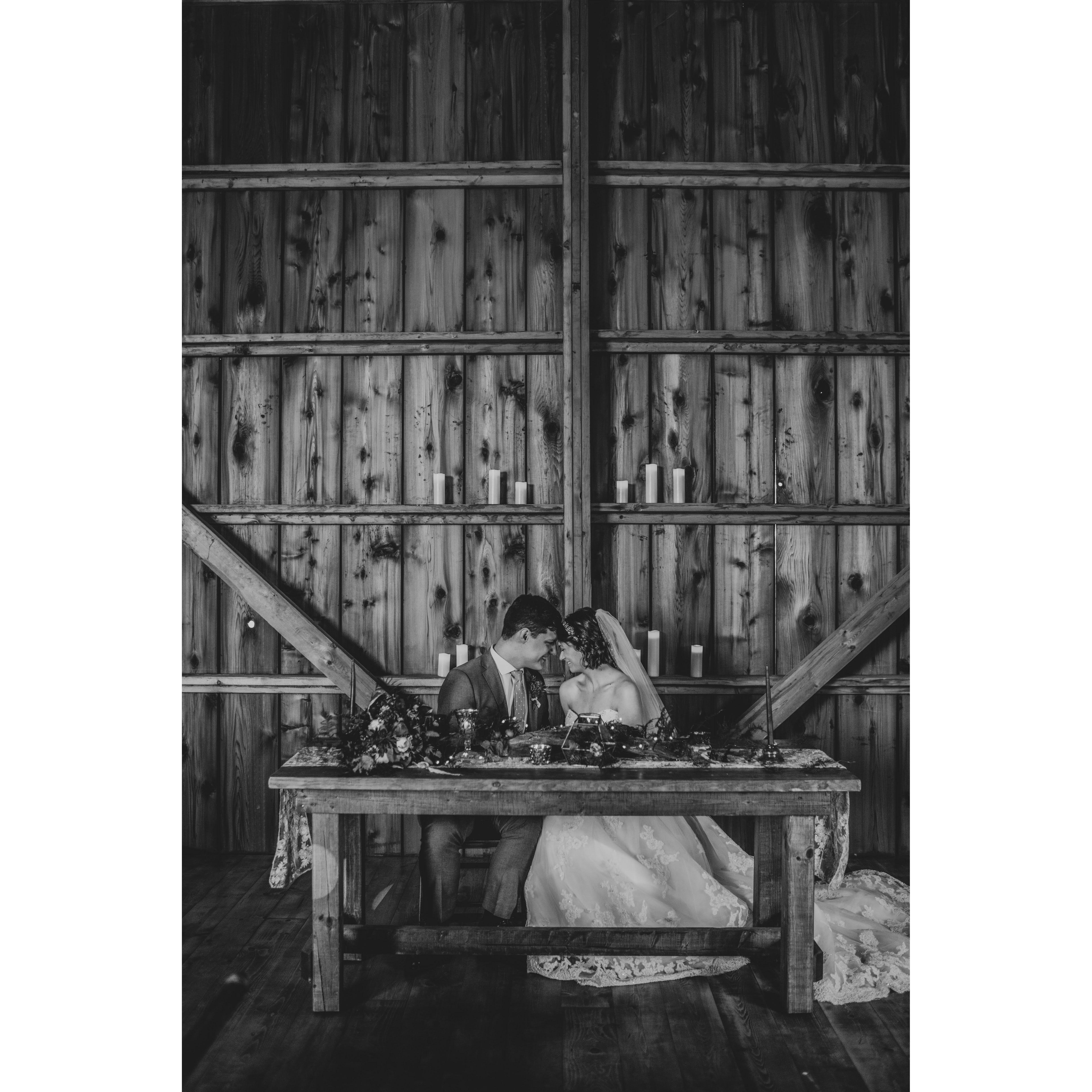 Summer, 2021. We may have gotten free wedding photos to advertise a venue opening nearby- so no, this is not Lauren's dress or boquet or our venue. We got to eat cake though, so pretty cool anyway.