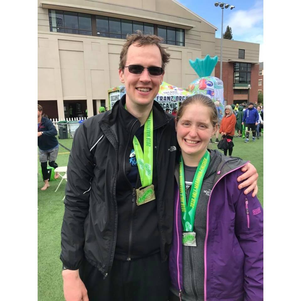 2018 Eugene Marathon finishers! Quinn ran the marathon that year and Rachel ran the half. She will be doing her first marathon next year!