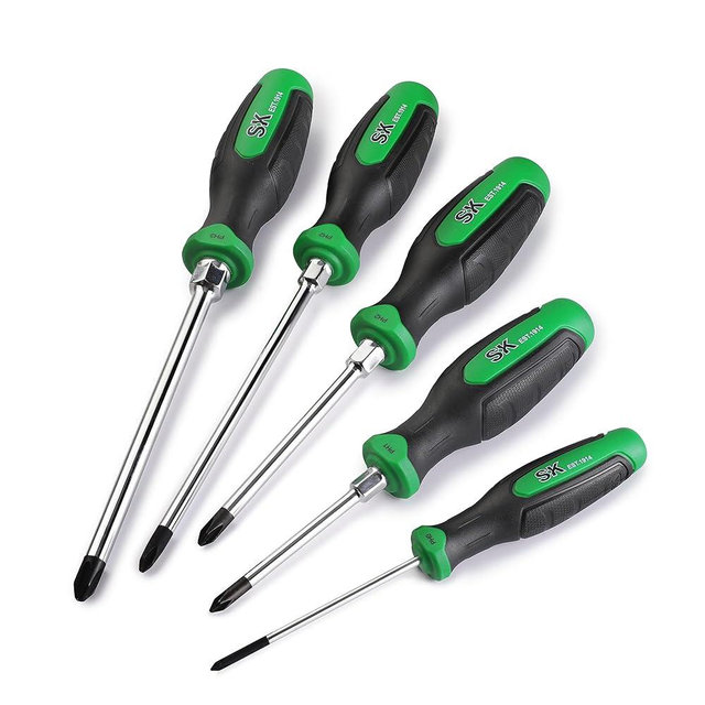 SK 5-Piece Phillips Screwdriver Set, Magnetic Screwdriver Set, S2 Steel, SureGrip Handle