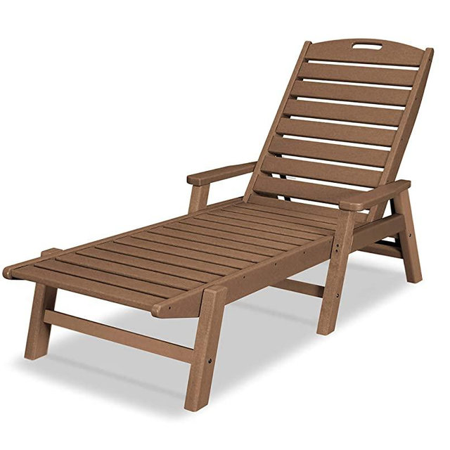 POLYWOOD NCC2280TE Nautical Arms Chaise, Teak