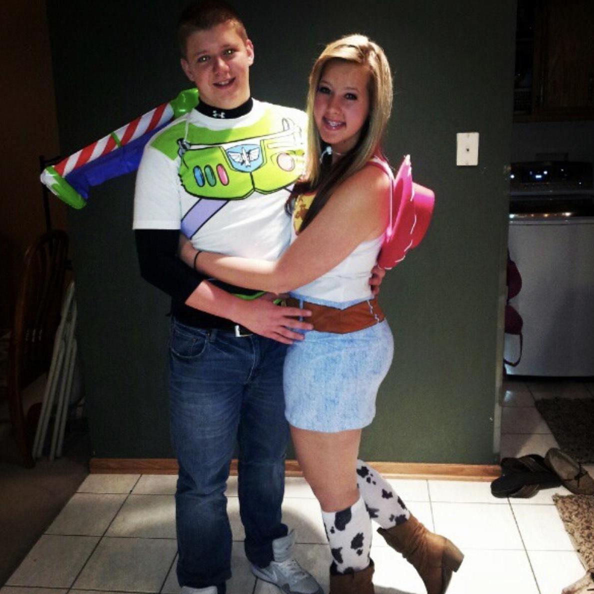we went to a High school Halloween Party as Buzz and Jessie!