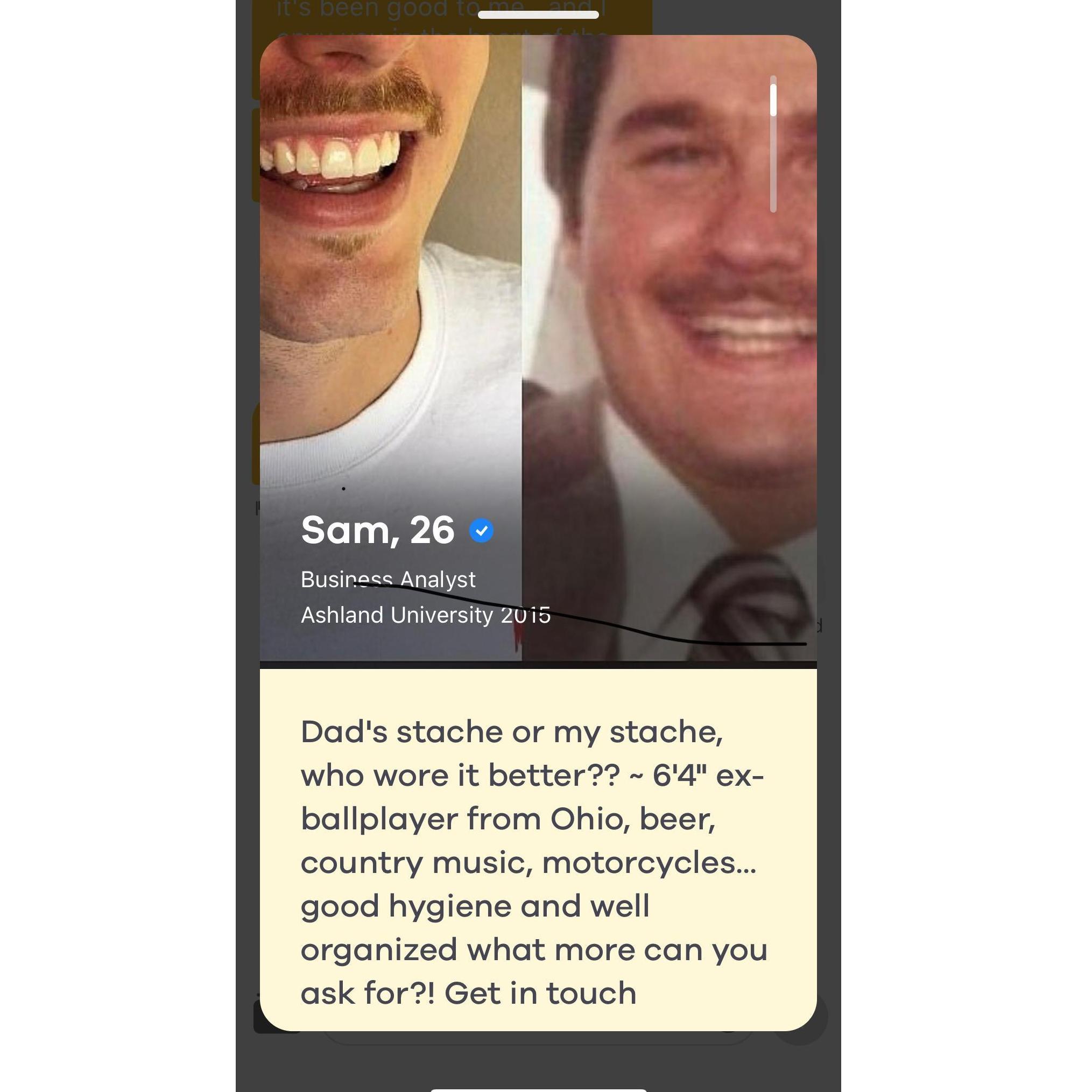 Sam's Bumble profile that made Lauren want to 'swipe right'!