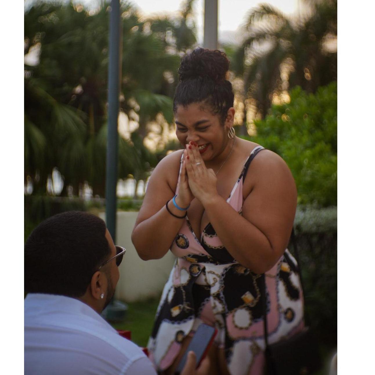 The moment Cameron got down on one knee and proposed. Santo Domingo, D.R. December 2019.