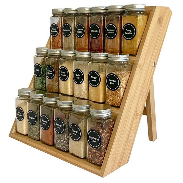 24 Pcs Glass Spice Jars/Bottles - 4oz Empty Square Spice Containers with  612 Spice Labels - Shaker Lids and Airtight Metal Caps - Silicone  Collapsible Funnel Included