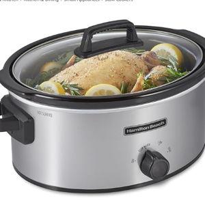Hamilton Beach 6-Quart Slow Cooker with 3 Cooking Settings, Dishwasher-Safe Stoneware Crock & Glass Lid, Silver (33665G)