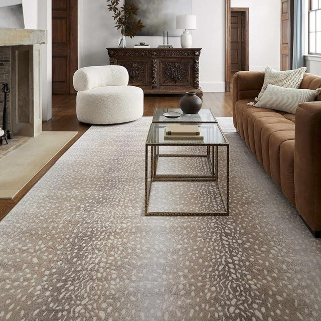 Hauteloom Pointblank Modern Animal Print Area Rug for Living Room, Bedroom - Bohemain Leopard Print Carpet - Contemporary Antelope Print Rug - Gray, Brown, Beige - 7'10" x 10' (8x10)