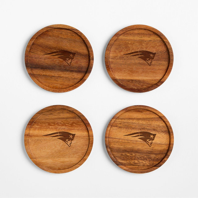 NFL New England Patriots Tondo Acacia Wood Coasters, Set of 4