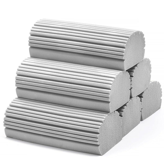 6 Pack Damp Dusting Sponge Duster, Grey Dust Cleaning Sponge, Reusable Household Cleaning Sponge Tool for Blinds, floorboards, Fan Blades, Vents, Glass, Railings, Mirrors
