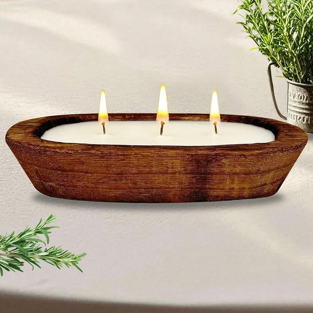 Aromatherapy Candle, SEVEYEE Vanilla Candle 3wicks 12oz, Large Wooden Bowl Candles for Women,Girl Birthday Gift