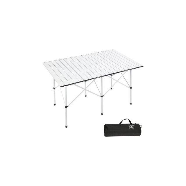 EVER ADVANCED 45.9"L x 29.1"W Folding Camping Table with Aluminum Roll Top Reinforced Stable Leg, White