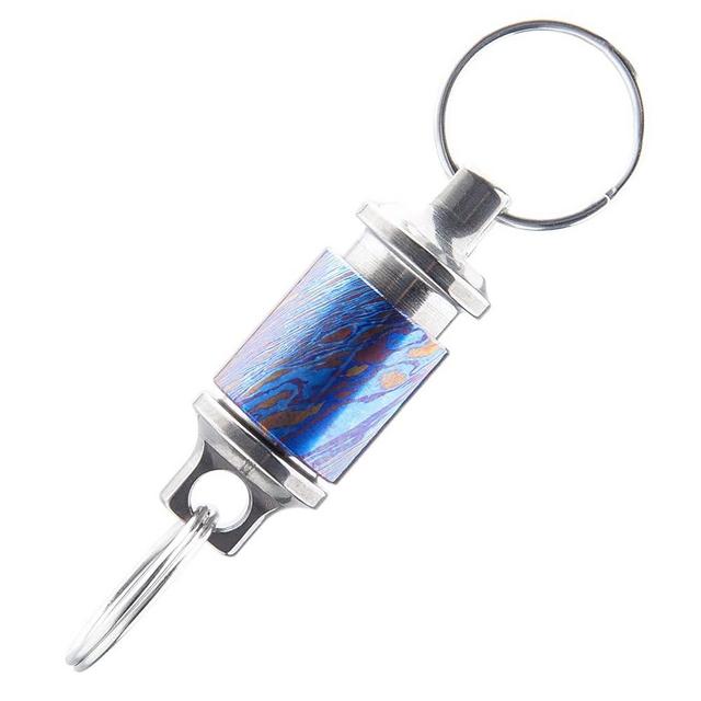 LULAOLIU Titanium Quick Release Keychain Damascus Detachable Pull Apart Key Chain Carabiner Heavy Duty Swivel Keyrings